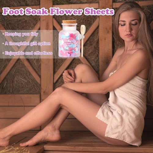 DOSTATNI Pedicure Soap Flowers Pedicure Foot Spa Tablets 10 Oz Plastic Bath Salts Jar Foot Soak Flower Paper Soap Sheet Softens Skin Botanicals Lavender Essential Oil Fast Dissolving Supplies - Image 6