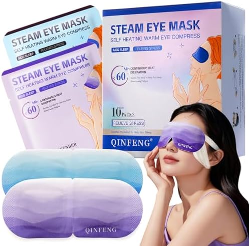 Variety Steam Eye Mask Sleep Self Heating Cornea Care Rest Disposable Relaxation Gifts Self Care Travel Essentials for Dry Eyes 10 Packs by QINFENG