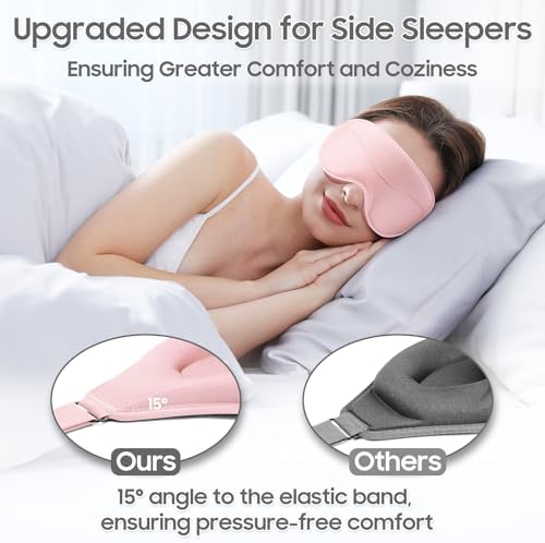 Sleep Mask - Total Blackout 3D Sleeping Mask, Super Lightweight & Silky Soft Eye Mask for Sleeping, Fully Adjustable Fit for Home, Office, Traveling, Meditation, Yoga, Pink - Image 4