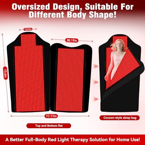Red Light Therapy for Body,74" x 77.2" Large 2705 LEDs Dual Wavelength (660nm & 850nm) Infrared Therapy Pad, Home Wellness Blanket for Muscle Comfort Skin Rejuvenation,Holiday Gifts - Image 5