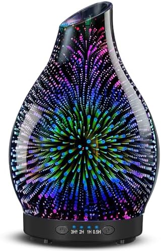 Glass Essential Oil Diffuser for Home, 120ML, 7 Color Lights by JOYOLO
