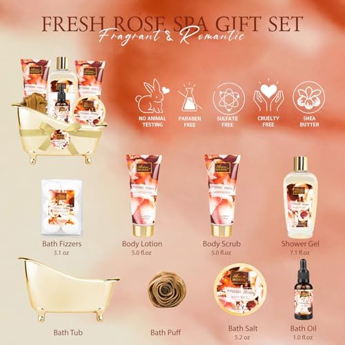 Spa Gift Set for Women, 8pc Fresh Rose Relaxing Bath Set for Women Gift - Image 2