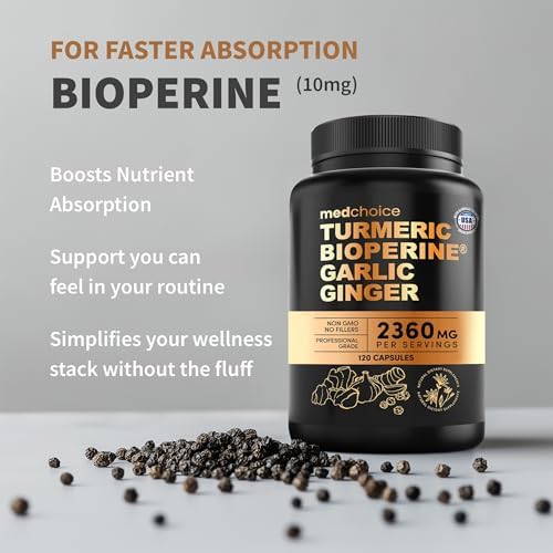 MEDCHOICE 4-in-1 Turmeric Joint Support with Garlic & BioPerine, 120ct - Image 6