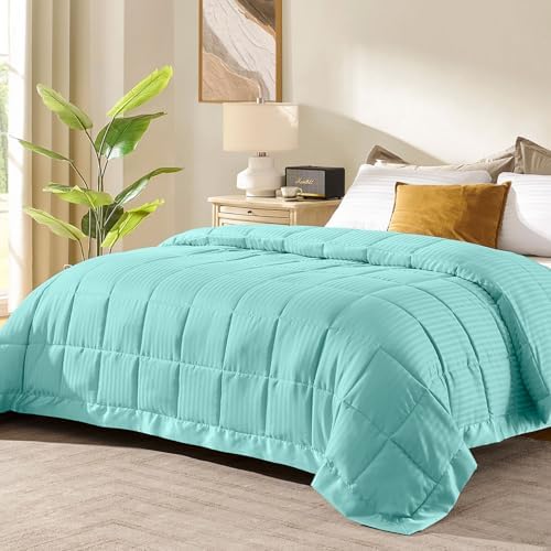 downluxe Queen Size Blanket with Satin Trim, Lightweight Down Alternative Blankets Queen Size for All Season, Machine Washable (Mint Green, 90x90 Inch) by Downluxe