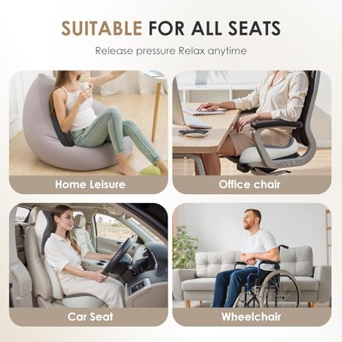 FLORICH Upgraded 3-in-1 Memory Foam Car Seat Cushion Set with Lumbar Support & Neck Pillow, Washable Driving Seat Cushion for Back & Sciatica Pain Relief, Non-Slip Seat Cushion for Car, Office-Black - Image 7