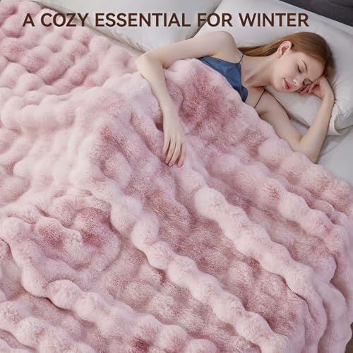 Anysay Faux Fur Throw Blanket, 1000GSM Fluffy Soft Bubble Blanket 60''*80'' - Image 5