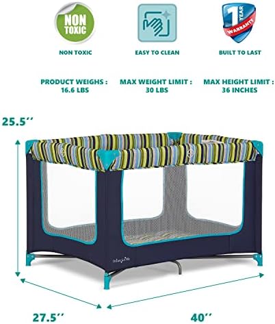 Dream On Me Zodiak Portable Playard, Compact for Travel, Carry Bag, Navy - Image 3