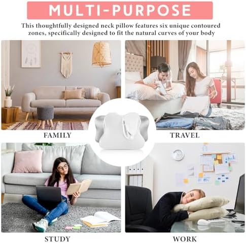 Hahafelt Cervical Neck Pillowcase (Only Pillowcase) Satin Pillow Cover with Zipper Ergonomic Contour Pillow Cover for Side Back Stomach Sleepers(White and Gray,Queen Size) - Image 7