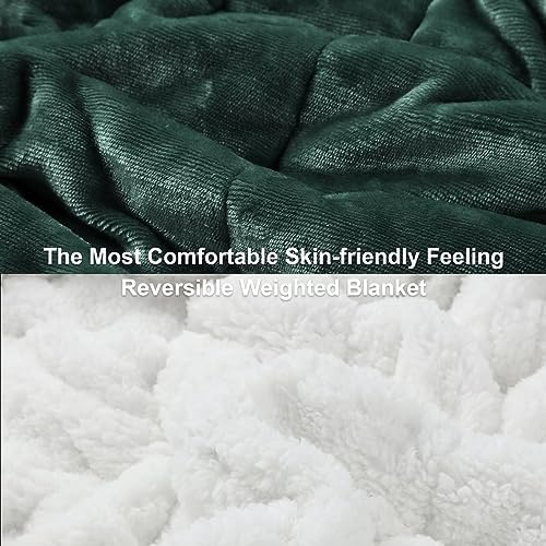 Alomidds Sherpa Fleece Weighted Blanket for Adults(20lbs Twin Size) Heavy Blanket with Fluffy Warm Thick Sherpa & Cozy Soft Flannel Snuggle Great for Sofa Bed Calming, 48x72 inches, Forest Green - Image 3