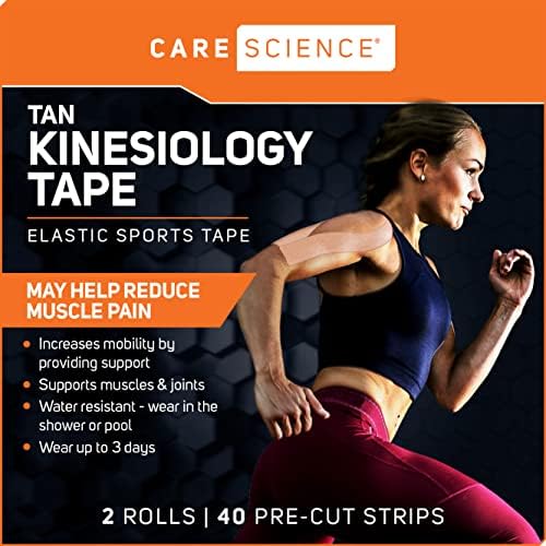 Care Science Waterproof Tan Kinesiology Tape, 40 Precut Strips, 2 Rolls - Image 3