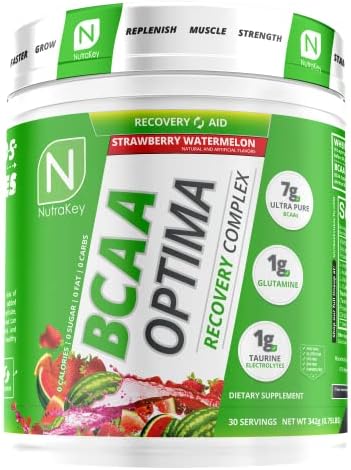 NutraKey BCAA Optima Post Workout Recovery Complex, No Sugar, No Carb, Recovery Aid, Strawberry Watermelon by NUTRAKEY