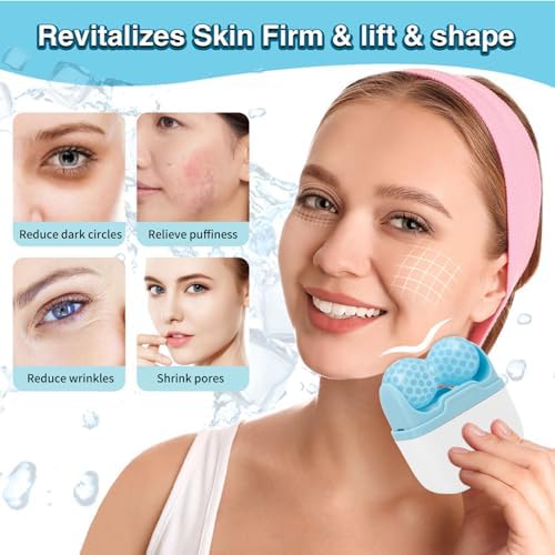 Semme Ice Roller for Face and Body, Dual Head Facial Ice Roller with Cooling Effect, Portable Skin Care Tool for Dark Circles Puffiness Wrinkles, Includes Carrying Case (Blue) - Image 6