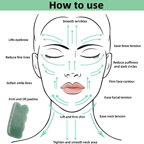 Gua Sha Facial Tool Natural Jade Stone Massage Board Tools for SPA Acupuncture Therapy Trigger Point Treatment, Gua Sha Scraping - Image 3