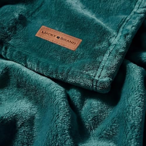 Lucky Brand Solid Plush Throw Blanket, 50"x70", Dark Green - Image 5