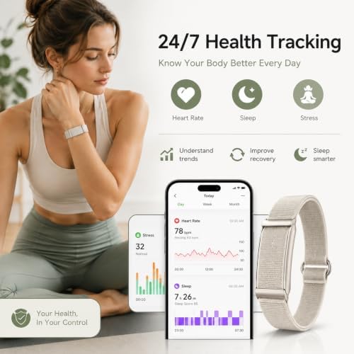 Yihou Smart Fitness Tracker for Women & Men Ultra-Thin Minimalist Smart Band with 24/7 Heart Rate Monitor Sleep Tracker 100+ Sports Modes IP67 Waterproof Call & App Alerts Nylon & Silicone Bands - Image 4