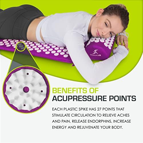 ProsourceFit Acupressure Mat and Pillow Set for Back/Neck Pain Relief and Muscle Relaxation, Purple - Image 3