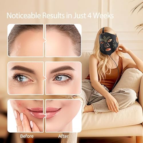 Red Light Therapy for Face, 4 Modes LED Light Therapy Mask with 850nm NIR Infrared Red & Blue Light, Rechargeable Portable Facial Skincare Device with Timer for Home Use, Lightweight for Women & Men - Image 5
