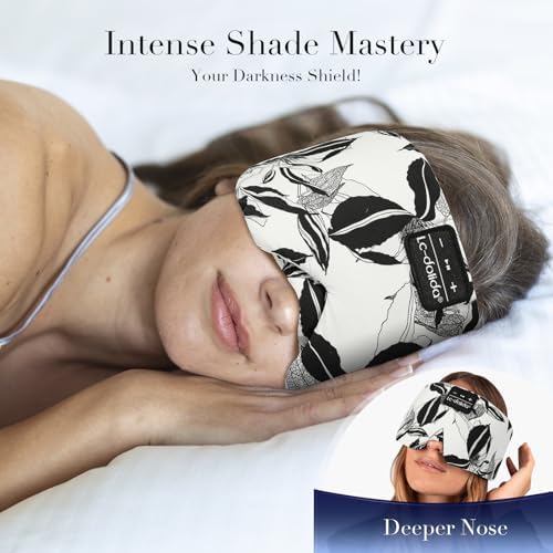 LC-dolida Sleep Mask with Bluetooth Headphones, Extra Large Silk Eye Mask for Sleeping Side Day Sleepers, Sleep Headphones Bluetooth 5.4 for Women Men with Thin Speaker, Blackout, Comfort, Microphone - Image 2