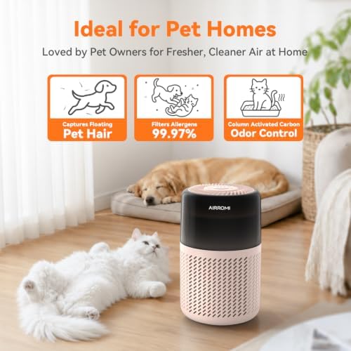 AIRROMI HEPA Air Purifier for Bedroom&Home,Pet Air Purifier for Home Pets,Removes Pet Odor,Cat Litter Smell,Dust,Quiet Room Air Purifier with Scents,360°Air Cleaner,A2005 Creamy Beige - Image 3