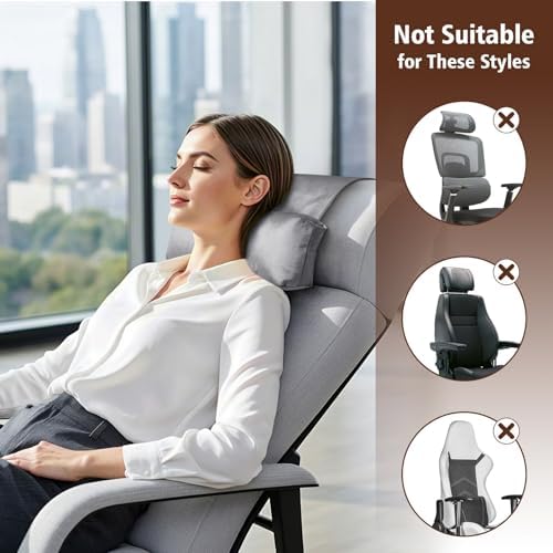 WdFour Velvet Neck & Head Pillow for Recliner Chair, Small Ergonomic Cervical Support Pillow for Home, Office and Travel, Non-Slip Cushion for Tension Relief & Shoulder Comfort (Light Gray) - Image 6