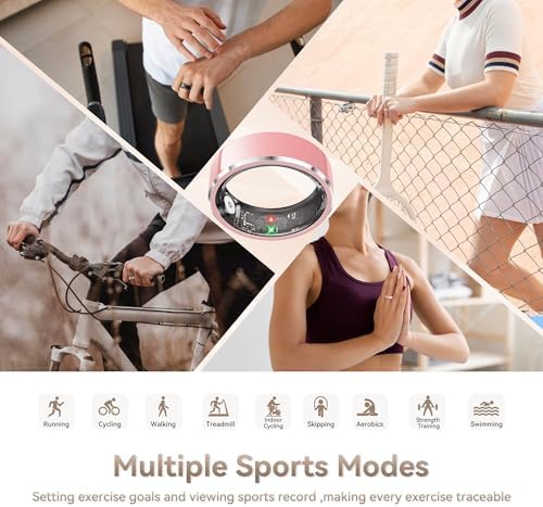 Smart Ring for Women, Fitness & Activity Tracker with Blood Pressure/Heart Rate Monitor, Sleep Tracker, Step Counter, IP68 Waterproof Ring for iOS & Android, Fast Charge, No Subscription (Pink,Size10) - Image 4