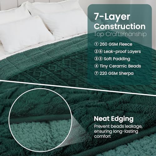 Drewin Weighted Blanket Queen Size for Adults 15lbs,Dark Green,48" x 72" - Image 5