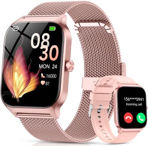 Smart Watch for Women, Answer/Make Call/AI Voice,1.85" HD Smartwatch for iPhone/Samsung/Android, 120+ Sport Modes Fitness Tracker with Heart Rate/Sleep Monitor,IP68 Waterproof (2 Bands) by MakeLifeEasier