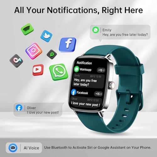 Smart Watch for Women Men, 1.85" HD AMOLED Fitness Tracker (Answer/Call) with 24/7 Heart Rate/Sleep/SpO2 Monitor for iPhone & Android, 120+ Sports Modes Smartwatch with IP68 Waterproof, 2 Bands - Image 3