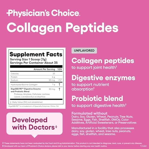 Physician's CHOICE Collagen Peptides Protein Powder, Grass Fed, 70 Servings - Image 6