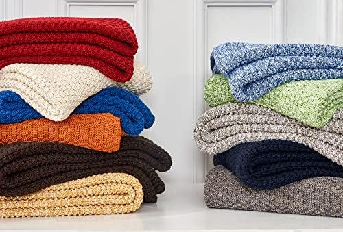 Longhui bedding 100% Cotton Knitted Throw Blanket – Blue, Soft & Cozy, Machine Washable, 60"x80" – Perfect for Living Room, Couch, Sofa, Bed or Travel - Image 6