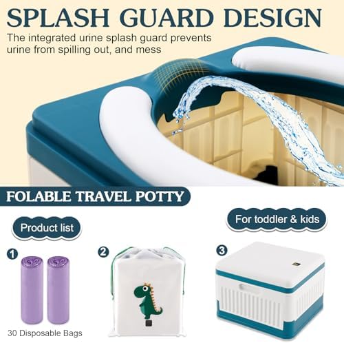 Fabulas Portable Potty for Toddler Travel, Foldable Travel Potty Training Toilet Seat for Kids Boys Girls, Emergency Mobile Toilet In Car for Camping Outdoor Indoor, with 30 Disposable Bags, Blue - Image 6