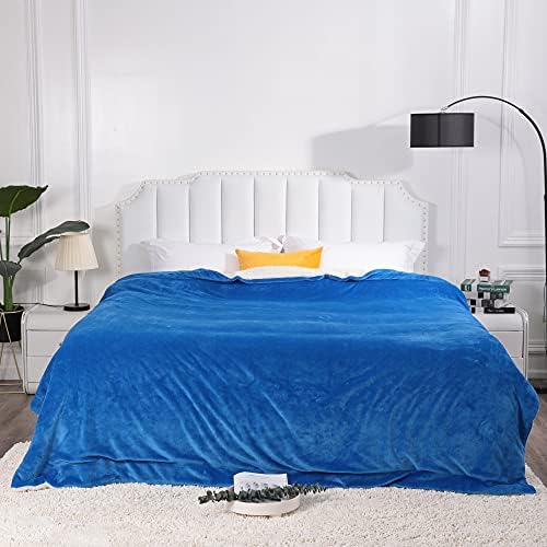 NANPIPER King Size Sherpa Blanket, Soft Fleece Throw for Bed, Reversible Thick Fuzzy Blanket for Winter (Princess Blue, 90x108 inches) - Image 3