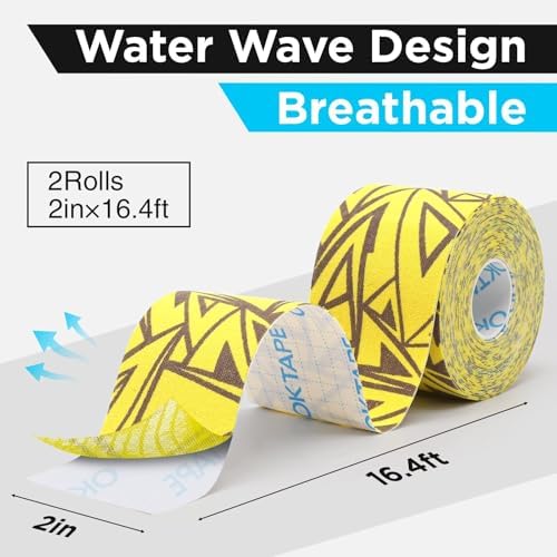 OK TAPE Kinesiology Tape Hypoallergenic Uncut 2 Rolls, 2inx16.4ft - Image 2