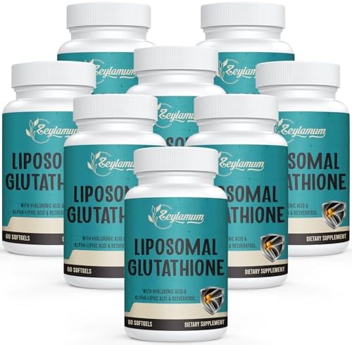 2400 MG Liposomal Glutathione Softgels, Max Absorption, Active Form L-Glutathione Reduced (GSH), with Hyaluronic Acid, Resveratrol, Master Antioxidants for Detox, Brain, Immune System, 480 Softgels by Zeylamum