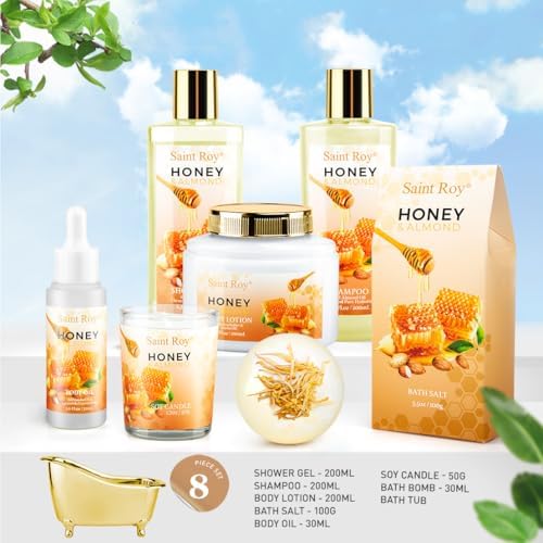 Shower kit gift Birthday Spa Gifts for Women & Men, Honey Almond Bath Gift - Image 2