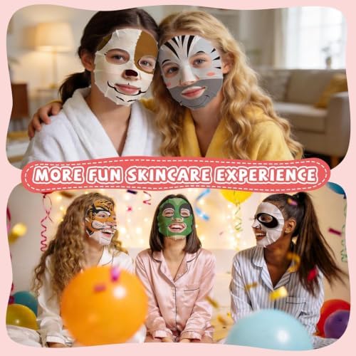 28 Pack Animal Collagen Face Masks for Girls, Bulk Hydrating Face Mask - Image 6