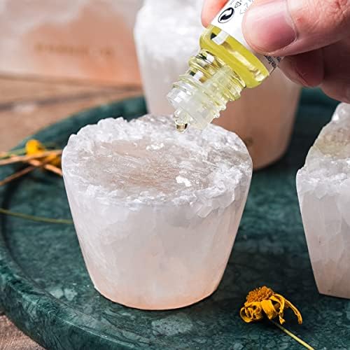 MIYA LIFE Nature Crystal Passive Diffuser Stone Essential Oil Diffuser Hand Carved Selenite Stone Diffuser - Perfect for Meditation Reflection Bedroom Decoration (1 Piece, Cylinder Diffuser) by MIYALIFE
