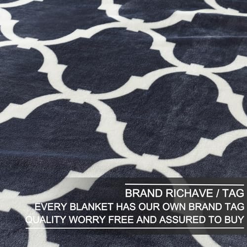 Richave Gray Pattern Twin Size Blanket,Premium Lightweight Anti-Static 66x90 Inches Throw Blankets for Twin/Twin XL Extra Long Bed,Couch, Sofa, Chair, Camping, Picnic,Grey and White - Image 2