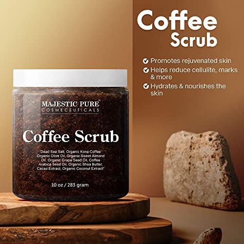 Majestic Pure Arabica Coffee Body Scrub, Exfoliating Polish, 10 Oz - Image 4