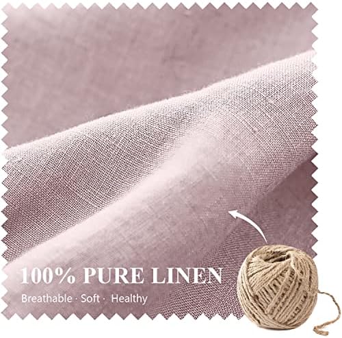 Simple&Opulence 100% Linen Lumbar Pillow Cover 12 x 20 Inches Set of 2 Rectangular Decorative Throw Cushion Cover for Couch Sofa Bed Living Room Office Soft Breathable Farmhouse - Blush Pink - Image 2