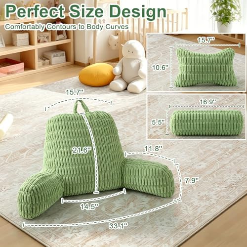 Reading Pillow for Bed, Back Support Pillow for Bed Sitting Up(Green,Large) - Image 6