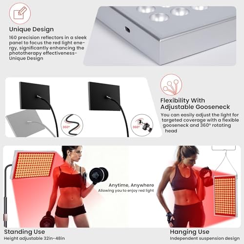 Red Light Therapy Panel, 160 LED Dual-Wavelength Lamp with Stand - Image 5