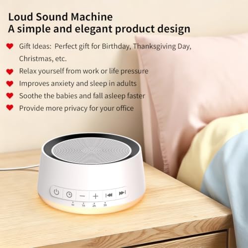 Sound Machine Night Light White Noise Machine with 30 Soothing Sounds 12 Colors Night Light Sleep Machine for Baby Kids Adults Brown Pink Nosie Machine with 32 Volume Levels for Office Home Travel - Image 5