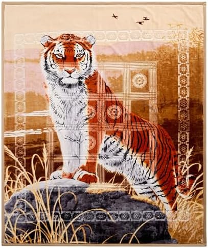 Nestl Korean Mink Blanket Queen Size - 9 Lbs Velvet Fleece Korean Blanket - 2 Ply Warm & Thick Winter Blanket - Wrinkle & Fade Resistant - 79 x 94 Inches (Tiger) - Image 5
