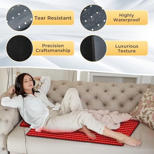 LITDUCK Body Red Light Therapy Mat, Eligible Red Light Therapy Blanket, 2in1 LEDs(660nm& 850nm), Premium Leather, Adjustable Timer & Intensity - Image 7