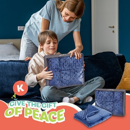 XL Weighted Blanket for Kids 5lb (Blue) 36x48 Inch, Plush Minky Kids Blanket with Travel Bag, Blanket for Ages 4 to 10 - Image 5