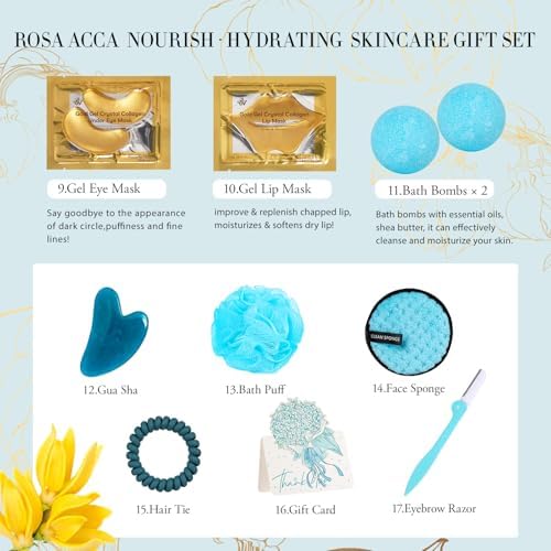 23 Pcs Mother's Day Gifts for Mom, Ylang Facial Skin Care Gift Set, Bath and Body Gifts Basket for Women & Men, Spa Kit Gift Baskets, Birthday Gifts For Women, Sheet Mask, Gel Eye Mask, Christmas - Image 5
