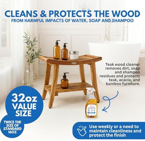 EcoDecors 18" Teak Shower Bench with Teak Cleaner, Oil & Wood Sealer - Image 4