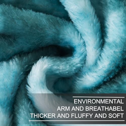 Richave Fuzzy Blanket King Size - Teal, Premium Lightweight Anti-Static, Plush and Furry Faux Fur, Reversible Blankets for King Calking Bed, 90x108 Inches,Teal - Image 2