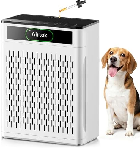 Airtok Air Purifiers for Home Large Room Up to 1848sq.ft, HEPA Air Purifier for Bedroom, Pet Hair Air Cleaner with Washable Filter, Aromatherapy, Sleep Mode Air Cleaners for Smoke, Office-AP3001 White by AIRTOK